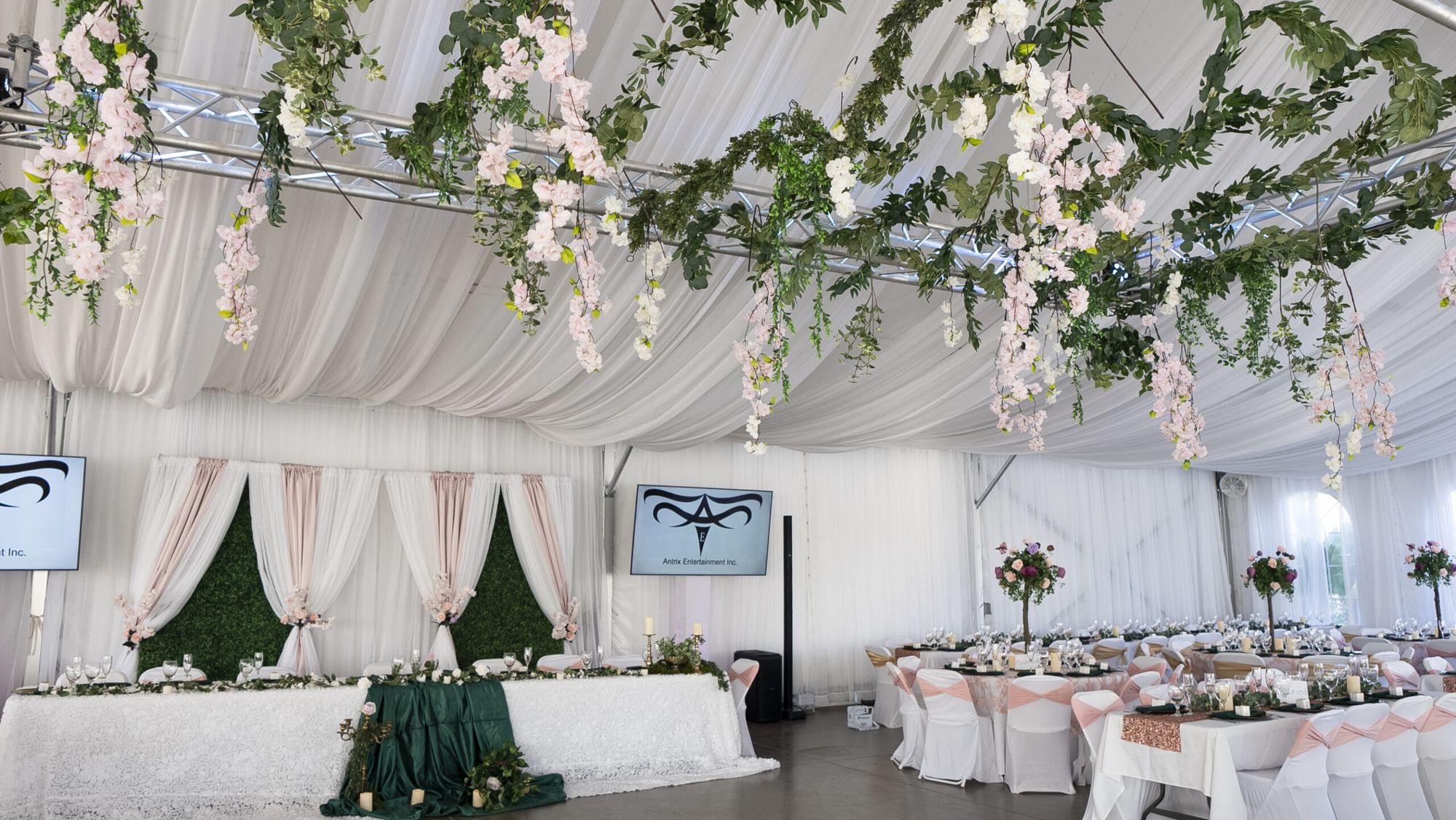 Head table detail at wedding reception